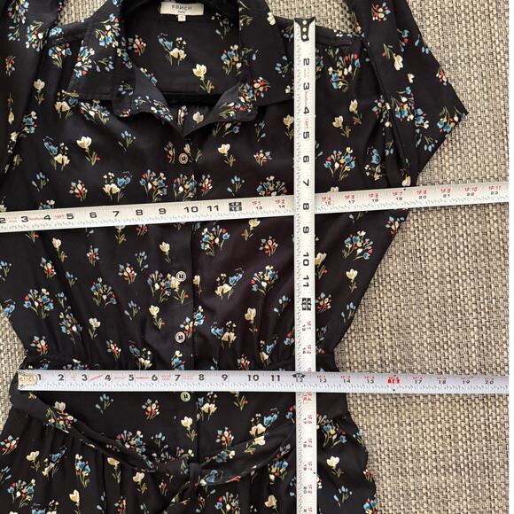 FRNCH PARIS Ditsy Floral Print Button Front Midi Shirt Dress Removable Belt S - Picture 6 of 7